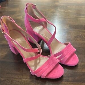 Cole Haan Pink Suede Heels with Ankle Strap